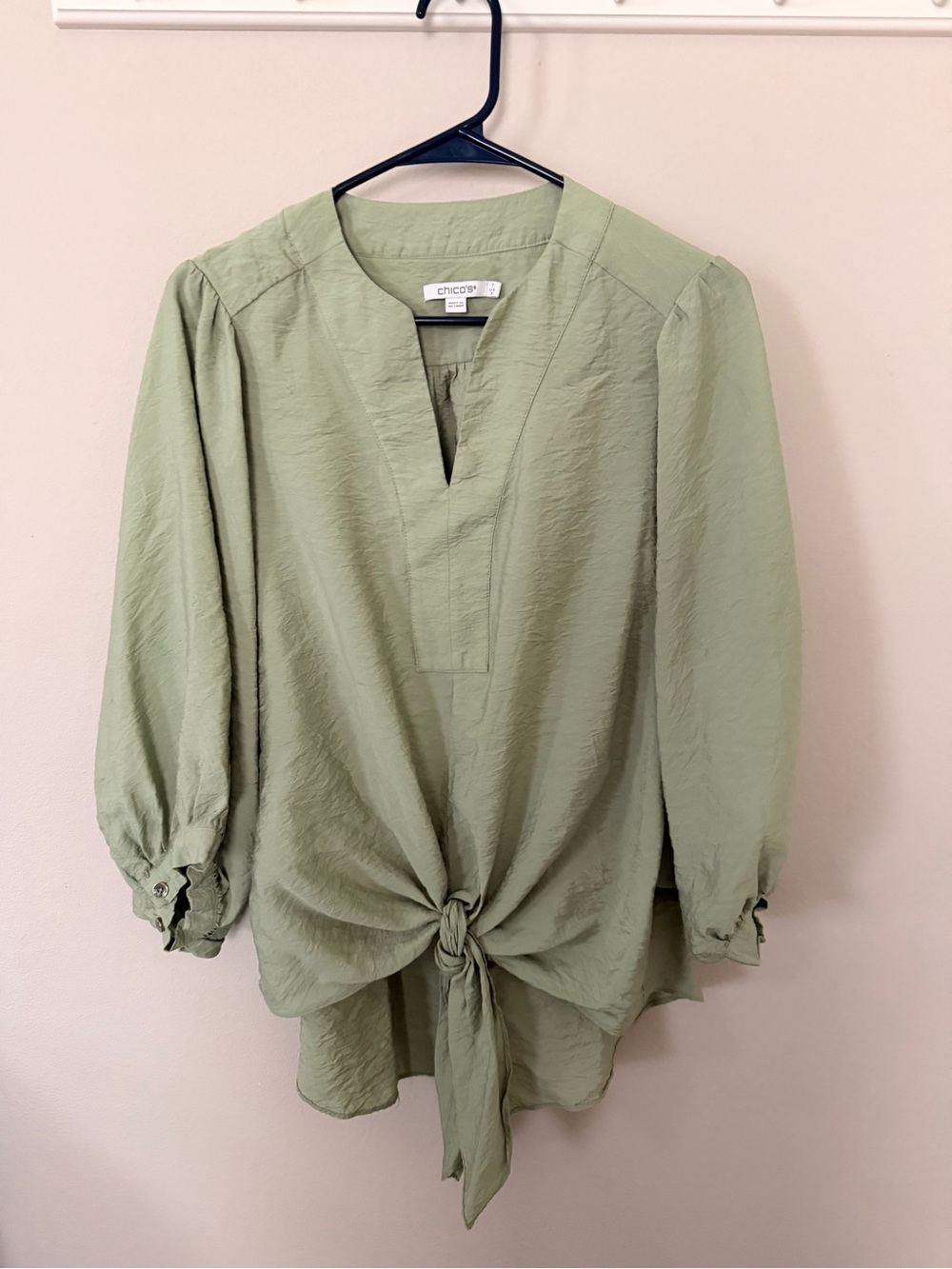 Chico's Light Sage Tie-Front Tunic